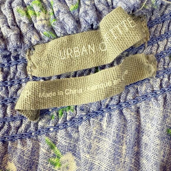 UO Floral Linen Blend One Shoulder Jumpsuit Floral Blue Sz S - Picture 10 of 11